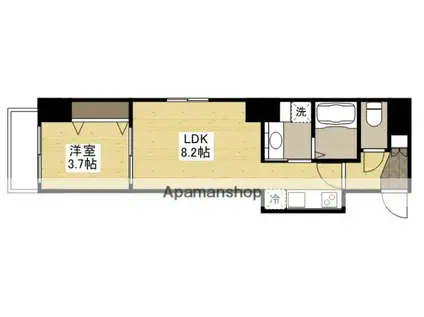 月光広島(1LDK/8階)の間取り写真