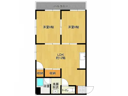 中元ビル(2LDK/3階)の間取り写真