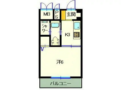 第6みぞたコーポ(1K/2階)の間取り写真