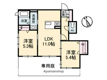 シャーメゾンあき(2LDK/1階)の間取り写真