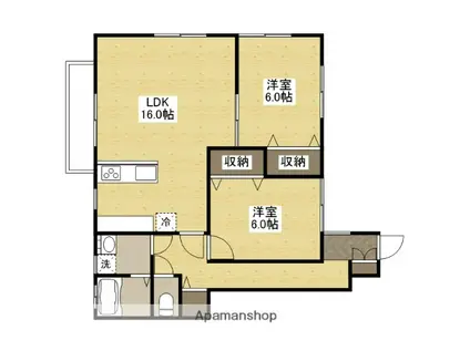ALBA川内(2LDK/1階)の間取り写真