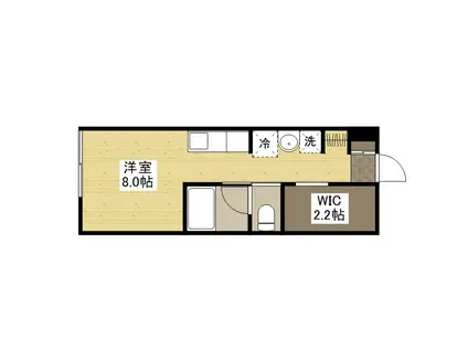 フェリシア地御前(ワンルーム/2階)の間取り写真