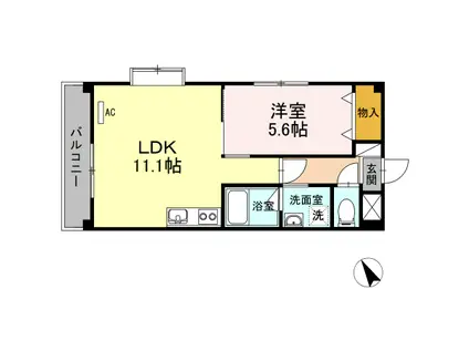 コンフォール空港通(1LDK/6階)の間取り写真