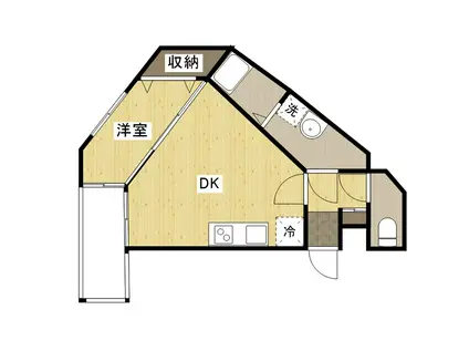 MOVE庚午北壱番館(1DK/1階)の間取り写真