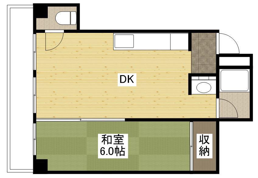 尾世ビル(1DK/2階)の間取り写真