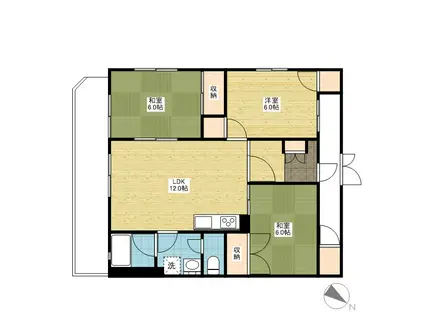 川口マンションⅡ(3LDK/1階)の間取り写真