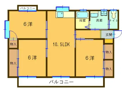 諸隈ビル(3LDK/3階)の間取り写真