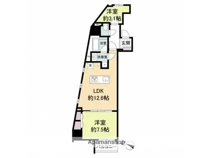 ブランシエスタ広島駅(2LDK/5階)の間取り写真