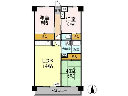 フォレストYS(3LDK/1階)の間取り写真