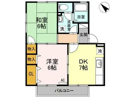 チャイブ(2DK/2階)の間取り写真