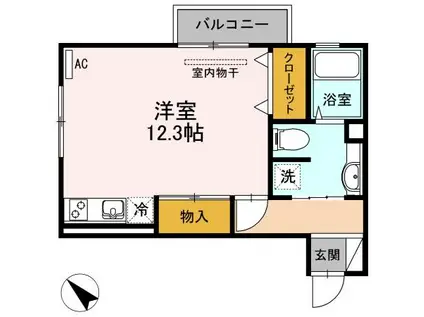 シャルマン深江 B棟(ワンルーム/2階)の間取り写真