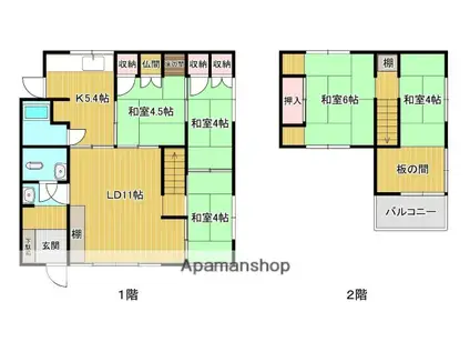 山陽本線 向洋駅 徒歩14分 2階建 築61年(5LDK)の間取り写真