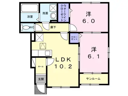 プレミアムテラス(2LDK/1階)の間取り写真