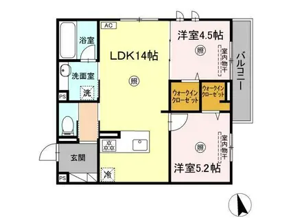 サンコートHIKARI(2LDK/3階)の間取り写真