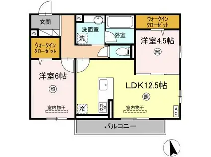 サンコートHIKARI(2LDK/3階)の間取り写真