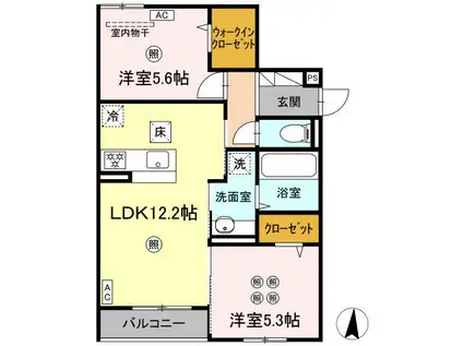 セジュール ピア 吉島(2LDK/1階)の間取り写真
