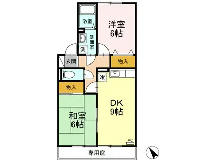 エスポワールタガワII(2DK/1階)の間取り写真