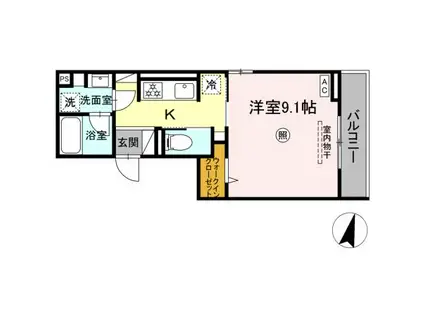 メゾン カルムII(1K/3階)の間取り写真