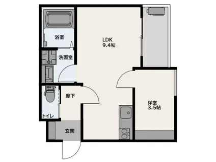 グランビア江波栄町(1LDK/1階)の間取り写真