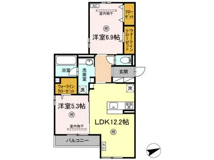 ボナール(2LDK/2階)の間取り写真
