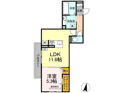 アルカディア中山(1LDK/2階)の間取り写真