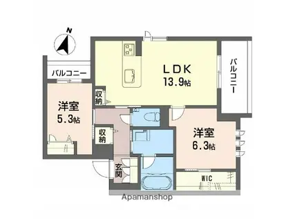 AZURE東雲(2LDK/2階)の間取り写真