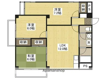 第2古江グリーンハイツ(3LDK/3階)の間取り写真