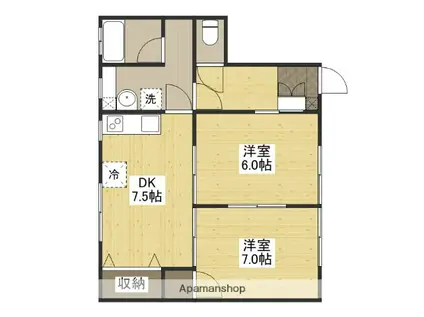 甲島ビル(2DK/1階)の間取り写真