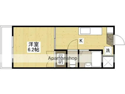 サンリバー西蟹屋(1K/3階)の間取り写真