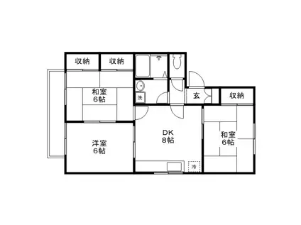 クレエルK A棟(3DK/1階)の間取り写真