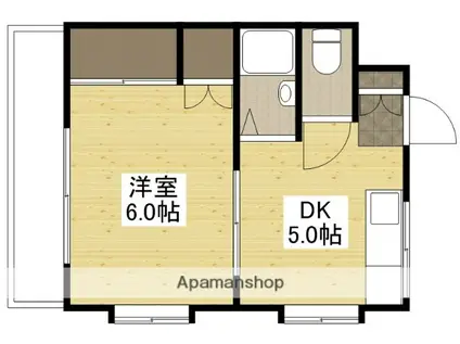 サンハイム西口(1DK/3階)の間取り写真