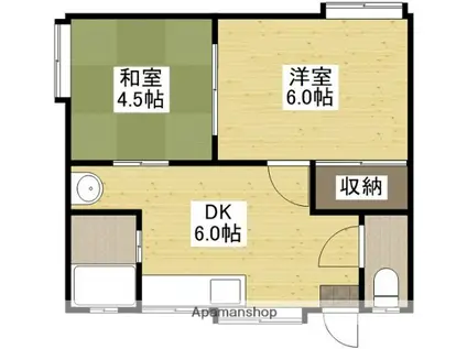 イーストハイム(2DK/2階)の間取り写真