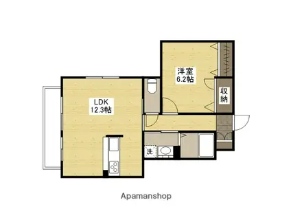 ディアス三滝 B棟(1LDK/1階)の間取り写真