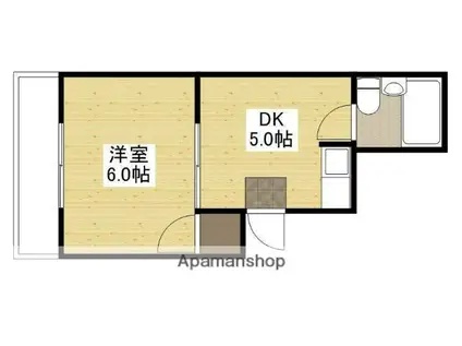 レジデンスⅡYASUDA(1DK/5階)の間取り写真