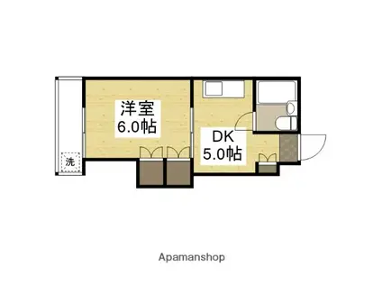 アーバン田部(1DK/3階)の間取り写真