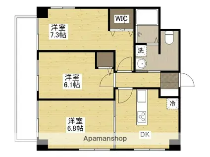 幟町シールド(3DK/9階)の間取り写真