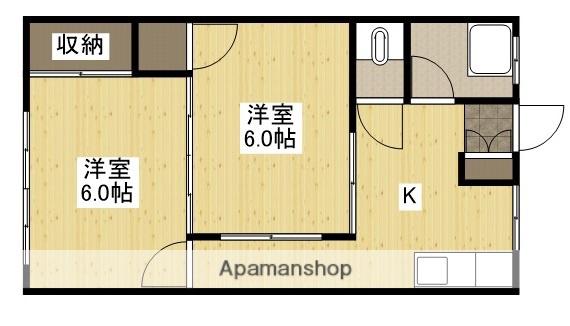 石田ビル(2K/1階)の間取り写真