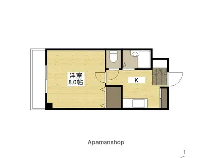 ハーシオンフルタⅢ(1K/3階)の間取り写真