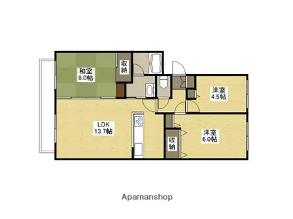 ハイネス楠(3LDK/1階)の間取り写真