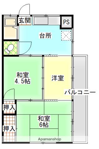 サンハイツ南大河(3K/2階)の間取り写真