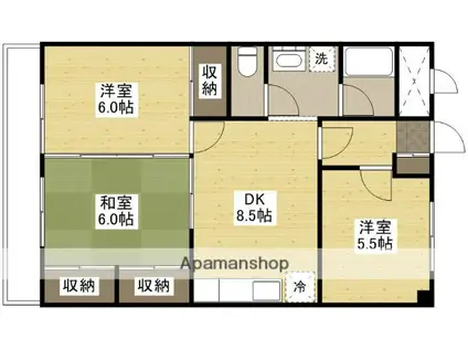 ロイヤルビュー(3DK/2階)の間取り写真