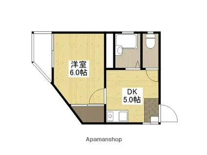 第6大津ビル(1DK/2階)の間取り写真