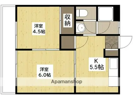 第2睦美荘(2K/3階)の間取り写真