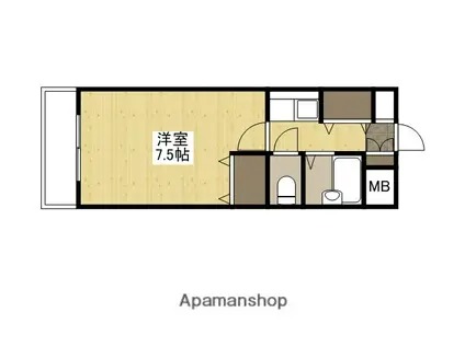 ステューディオせせらぎ(1K/2階)の間取り写真