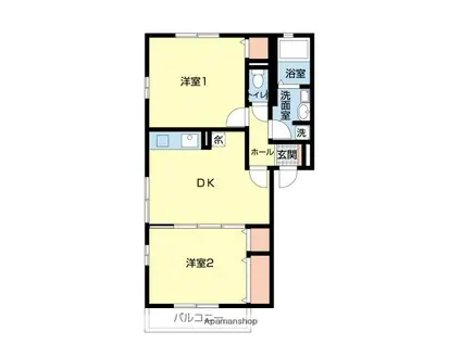 アーバンフォレスト(2DK/2階)の間取り写真