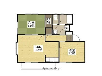 ウインディア西山本(2LDK/2階)の間取り写真