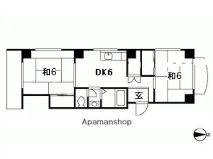 大上ビル(2DK/2階)の間取り写真