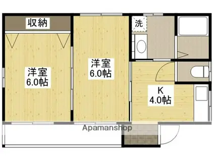 アイランドビル14(2K/2階)の間取り写真