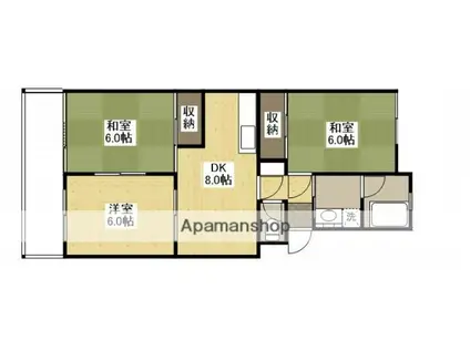 ハイネス大芝(3DK/4階)の間取り写真