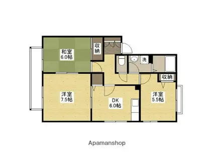 ルーセント桑原A棟(3DK/2階)の間取り写真